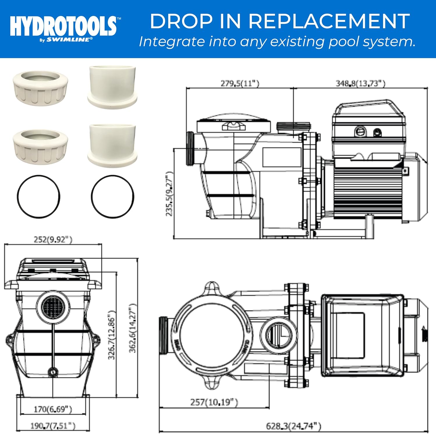Model 73300 AUTO-FLO Variable Speed 3HP Pump for Inground &Above Ground Pools