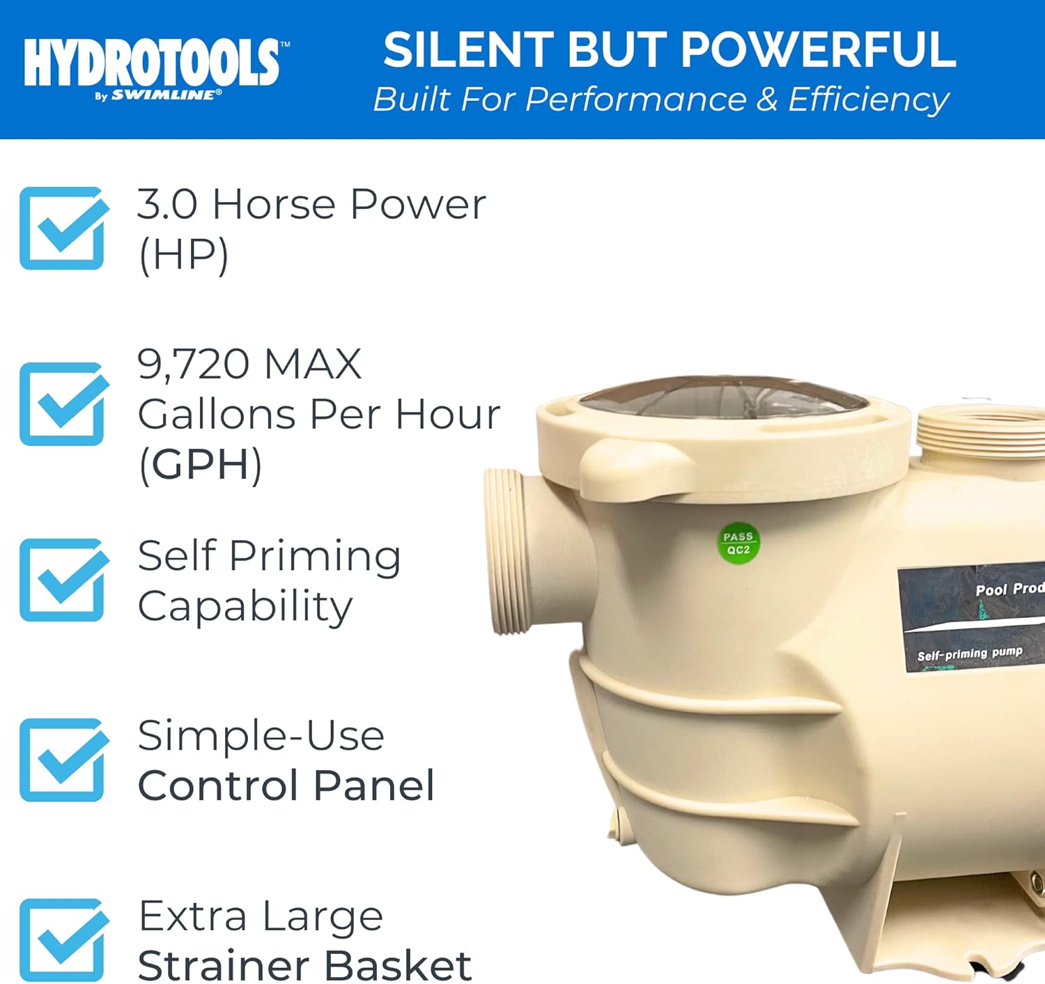 Model 73300 AUTO-FLO Variable Speed 3HP Pump for Inground &Above Ground Pools