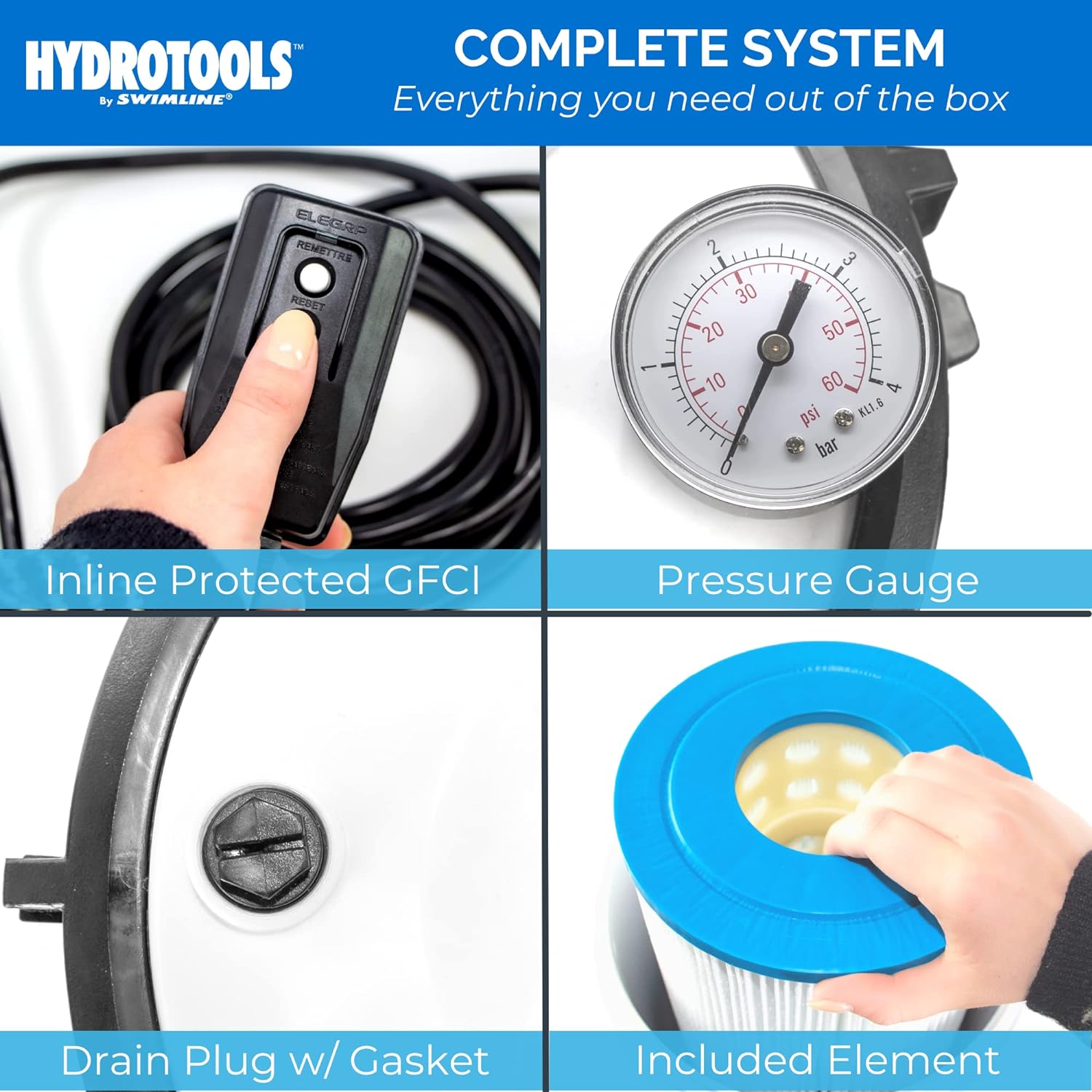 Model 76021 SURE-FLO Above Ground Pool Cartridge Filter System, 1500 GPH