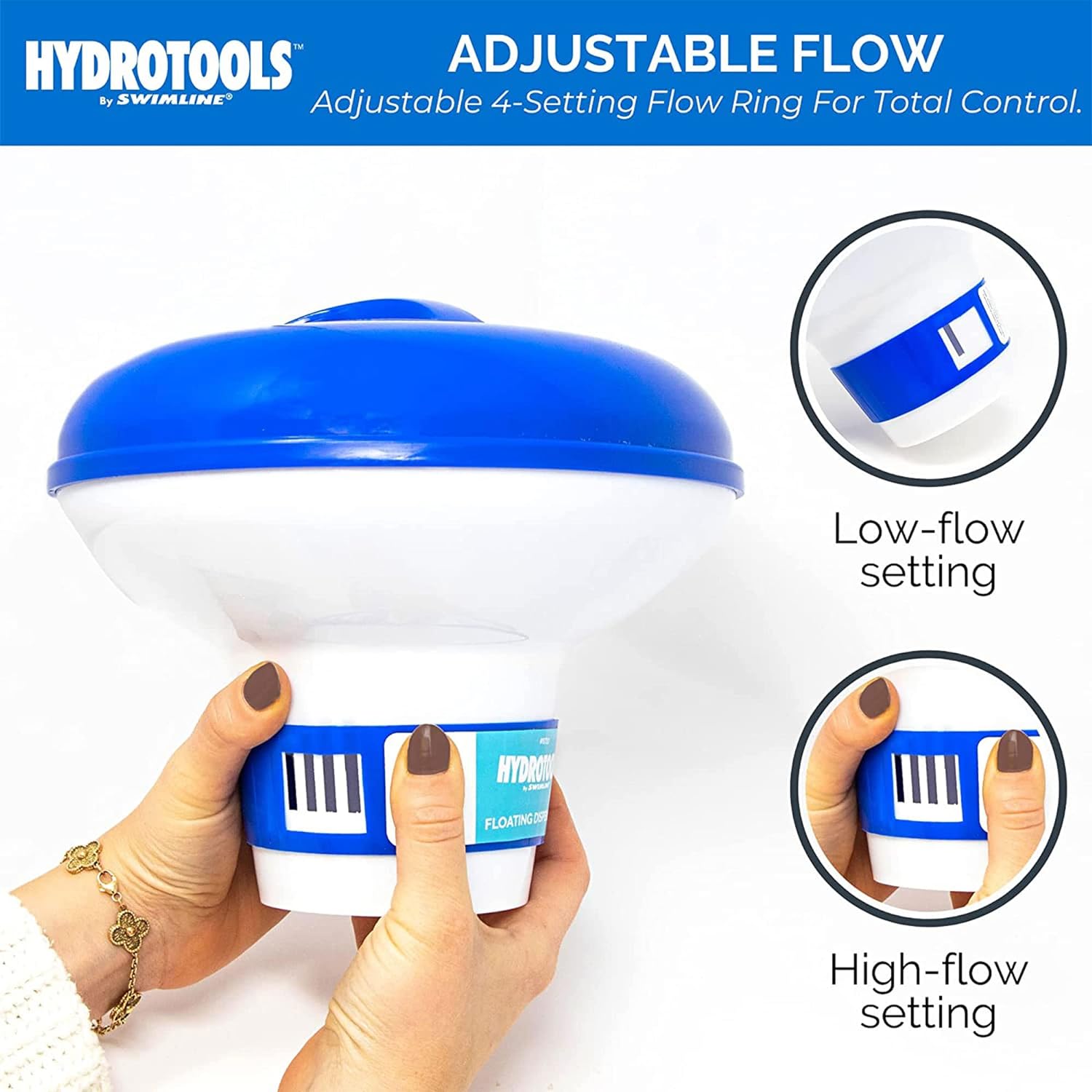 Large Capacity Floating Chlorine Dispenser, Blue & White