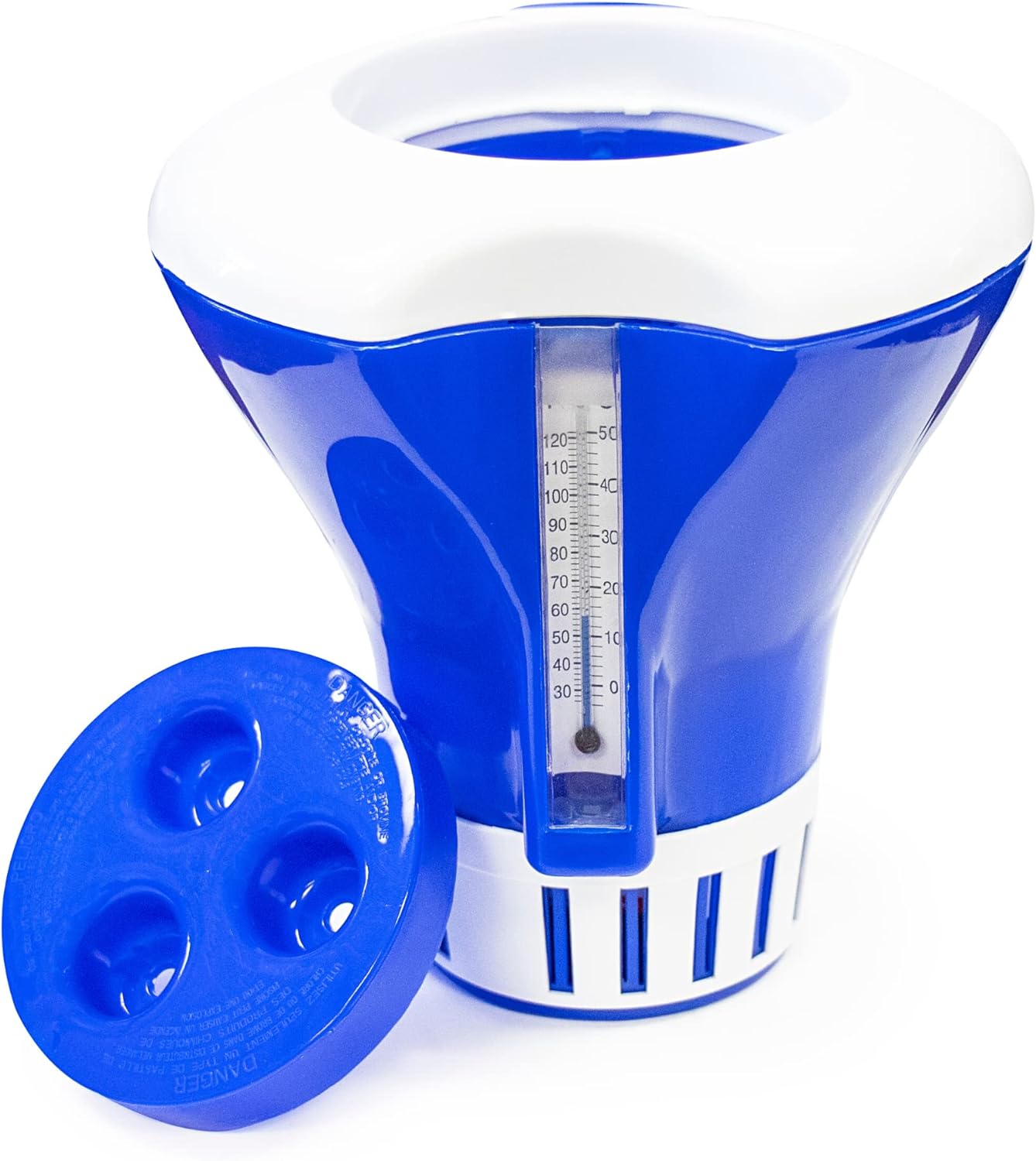 Pool & Spa Floating Chemical Dispenser & Thermometer, Blue & White