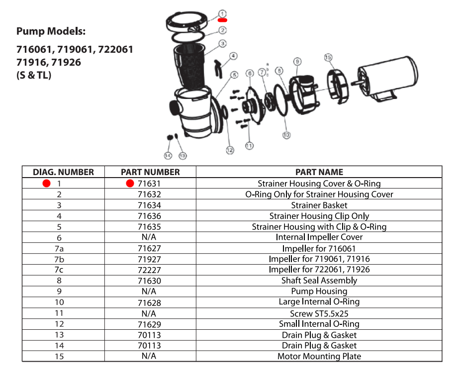 Part 71631 Debris Trap Cover for 716061, 719061, 722061, 71916 & 71926 Pumps