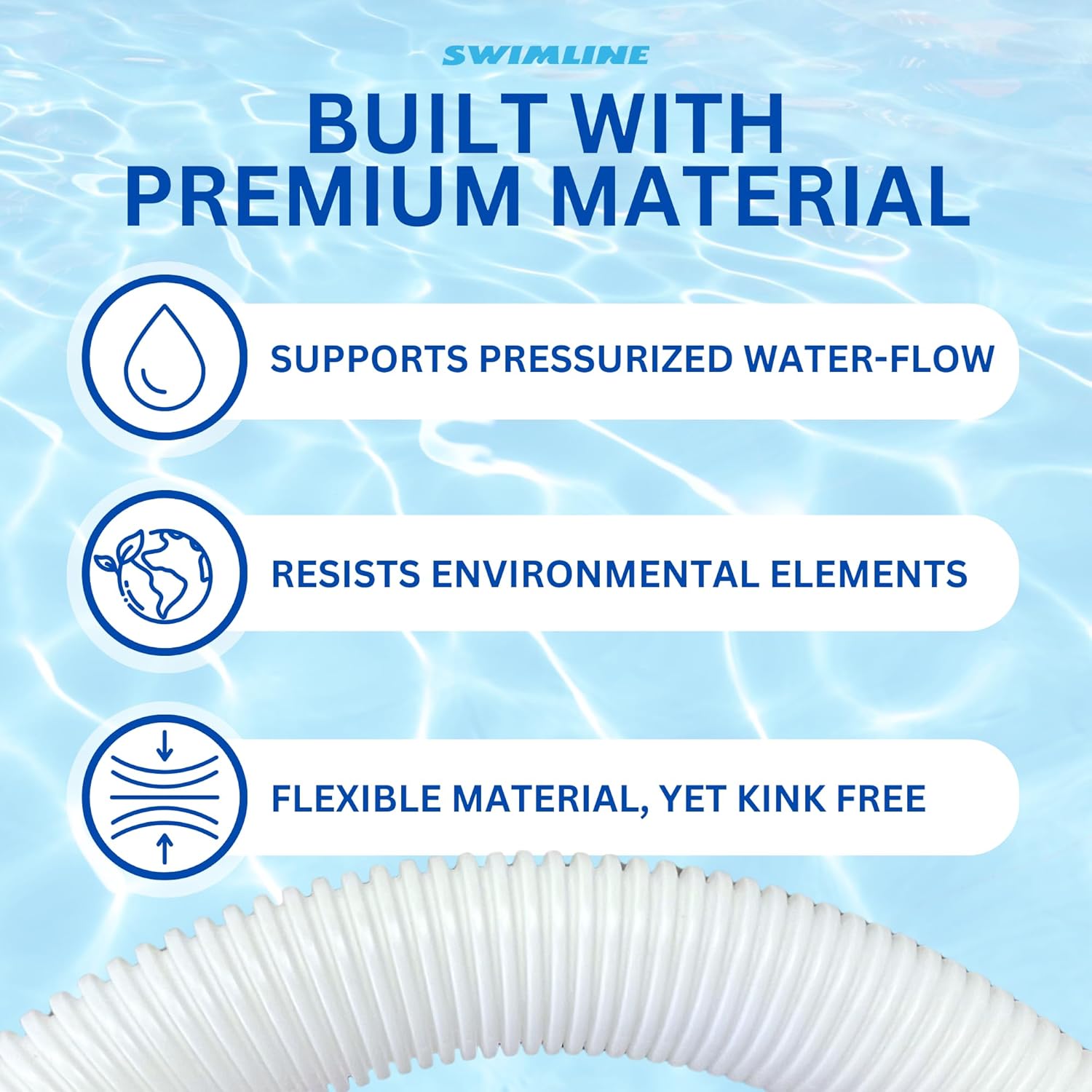 1.5" x 5' Threaded Connector Pool Hose for Intex, Best Way & Coleman Style Pools