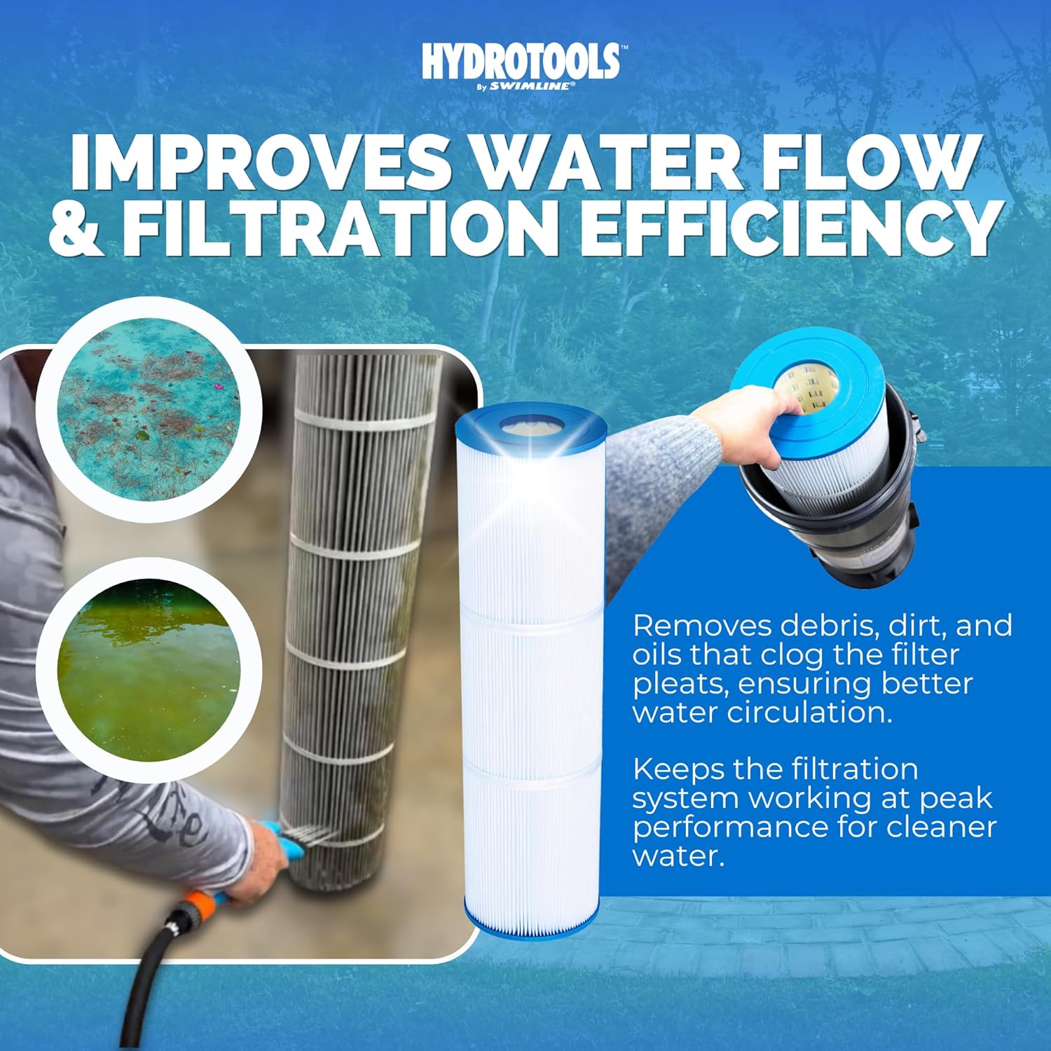 Pool Filter Cartridge Cleaning Tool with Quick Disconnect
