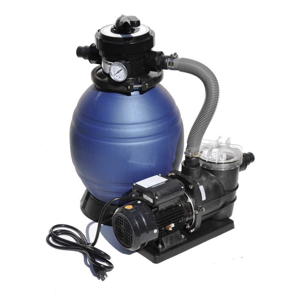 Model 71233 Complete 1/3 HP, 1200 GPH, 12" Tank Sand Filter System w/ Debris Trap Pre-Filter