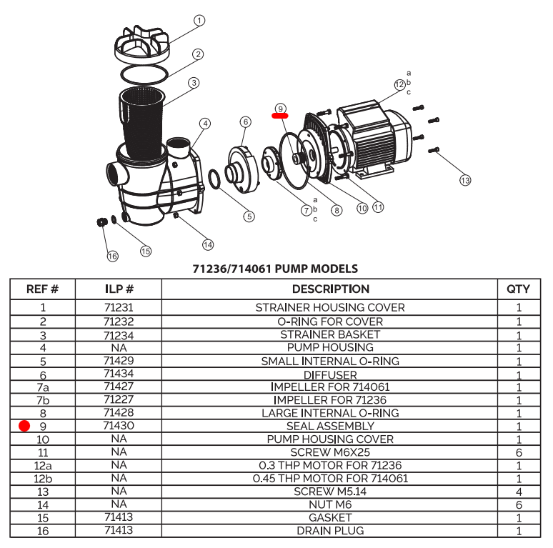Part 71430 Seal Assembly for Model 71206, 71236 & 71406 Series Pumps