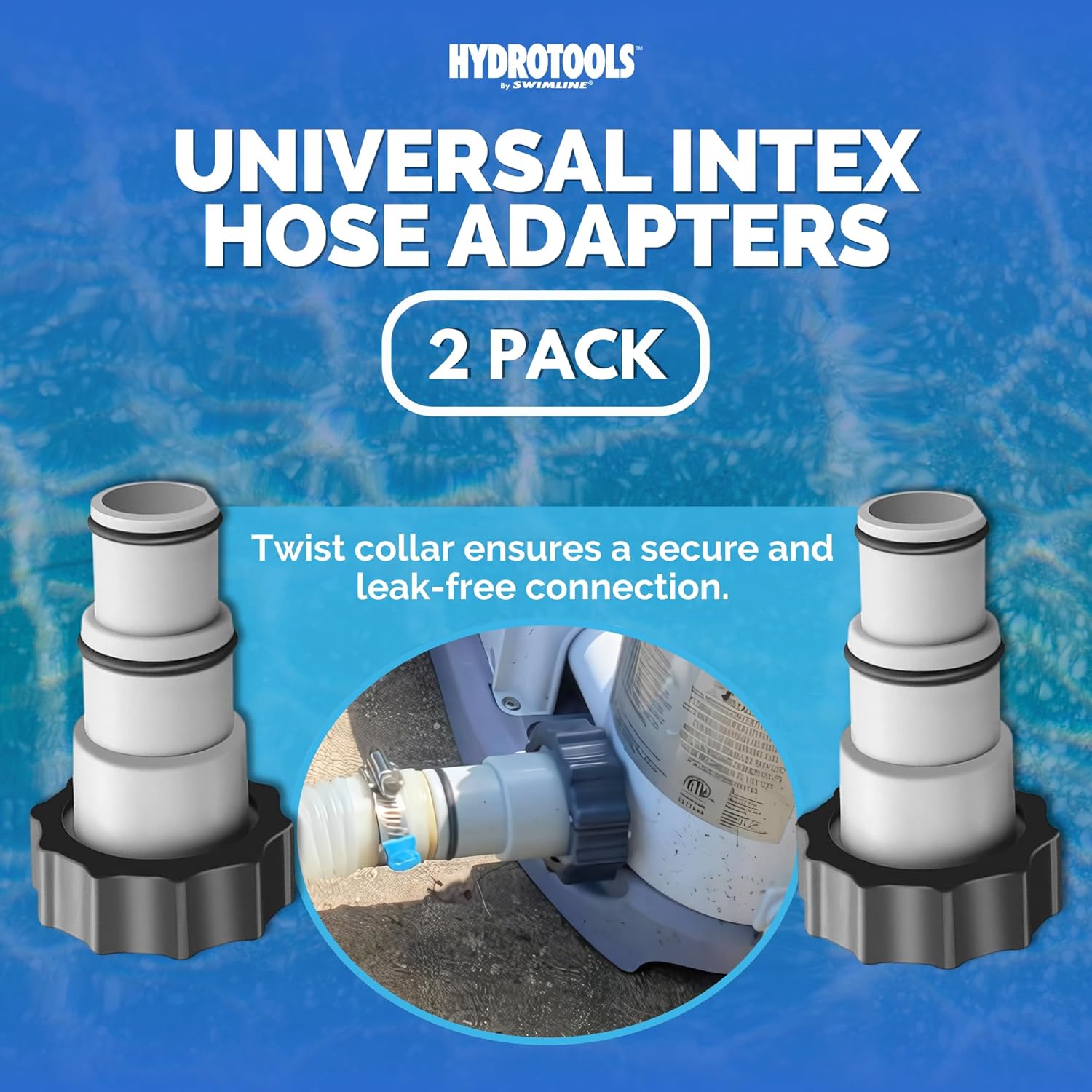 Soft Side Pool Threaded Hose Adapters for using 1.25" or 1.5" Hoses, Two Pack